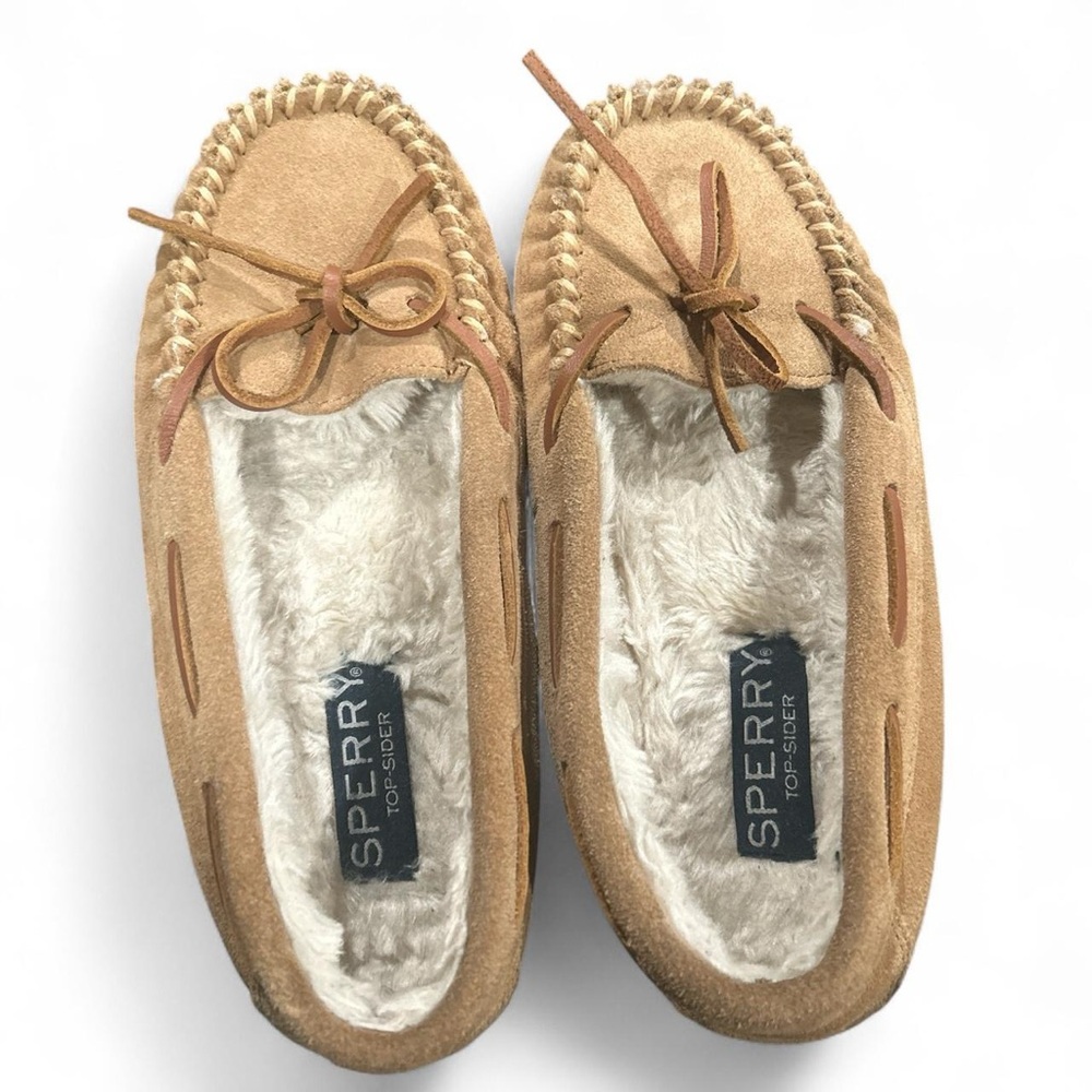 Sperry Light Brown Suede Moccasin Slippers